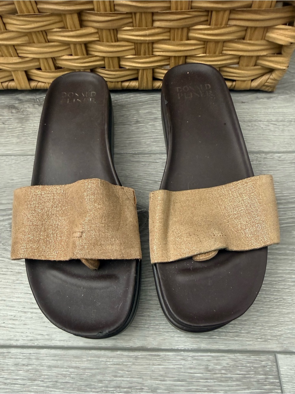 Donald J. Pliner Champagne Bronze Slide Sandals